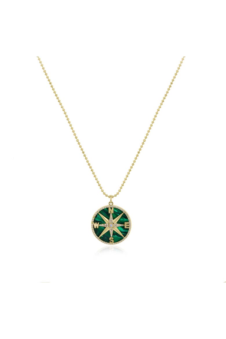 Malachite CZ Compass Necklace, Main, color, Malachite