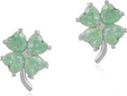 Spero London Four Leaves Clover Sterling Silver Stud Earring - Green