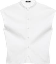 Theory Good Sleeveless Button-Up Shirt