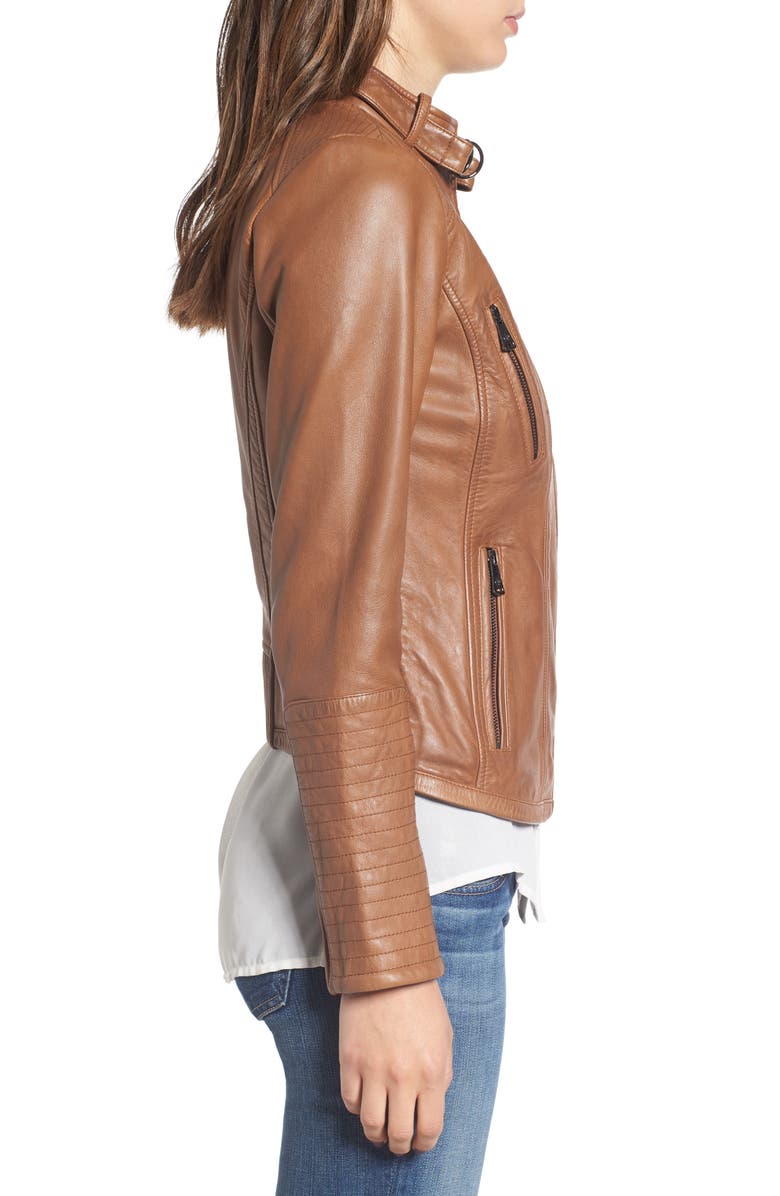 Bernardo Zip Front Leather Biker Jacket, Alternate, color,