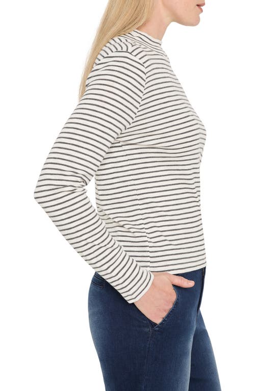 Nzt By Nic+zoe Stripe Long Sleeve Mock Neck T-shirt In Multi