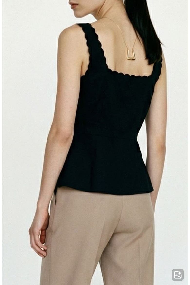 Julietta Scallop Trim Peplum Top, Alternate, color, BLACK