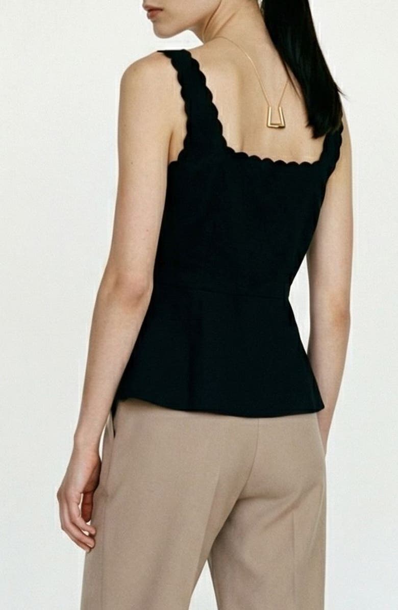 VERO MODA Julietta Scallop Trim Peplum Top, Alternate, color, Black