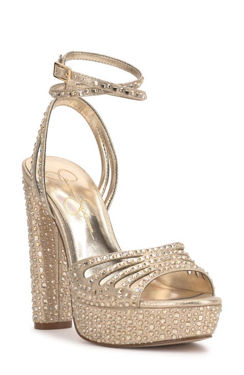 Gold metallic shops platform heels