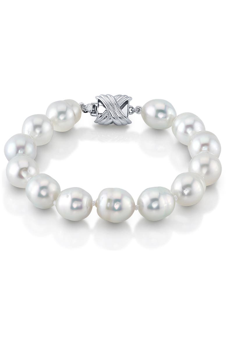 9-10mm White South Sea Baroque Pearl Bracelet, Main, color, Sterling Silver Clasp