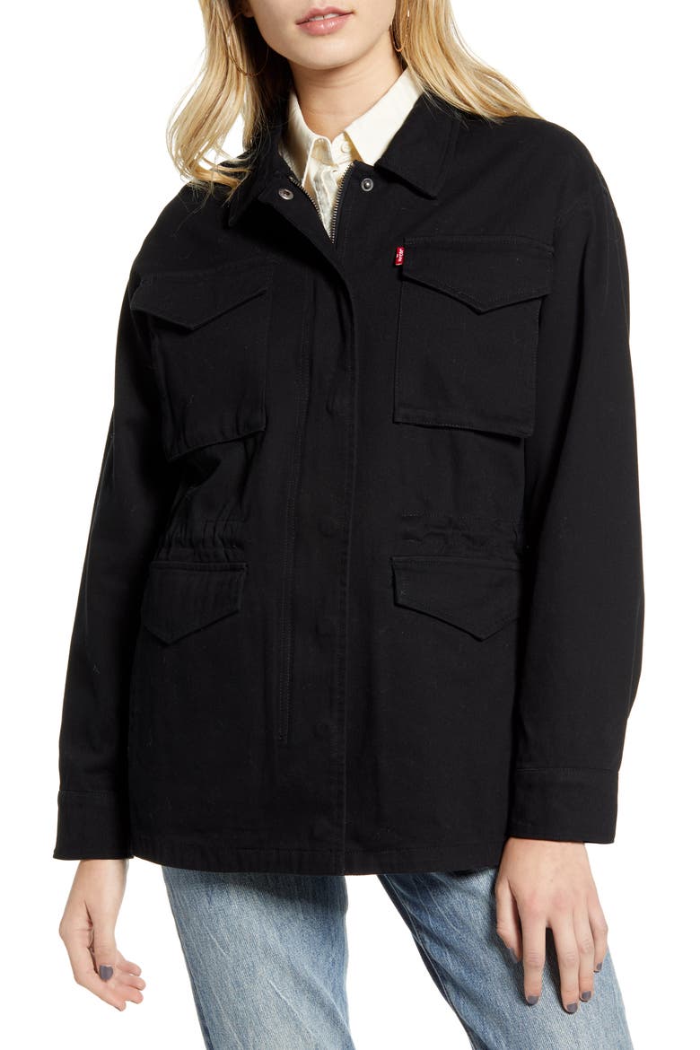 Levi's® Cotton Oversize Military Jacket, Alternate, color, BLACK