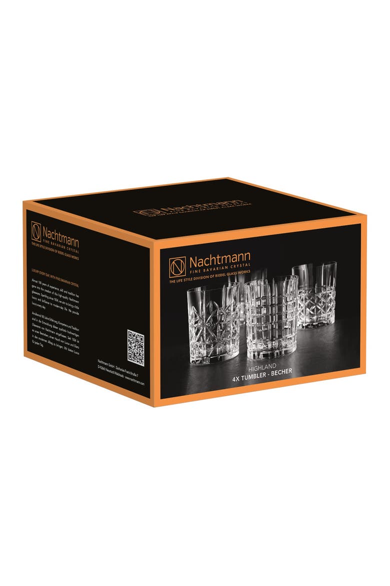 Highland Set of 4 Crystal Tumblers, Alternate, color, CLEAR