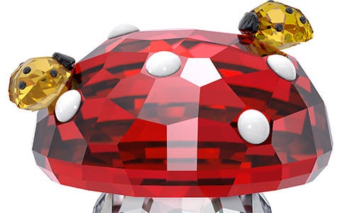 Swarovski Idlyllia Crystal Mushroom & Ladybugs In Red Multi