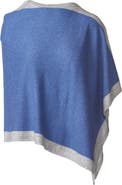 Kinross Cashmere Contrast Border Poncho
