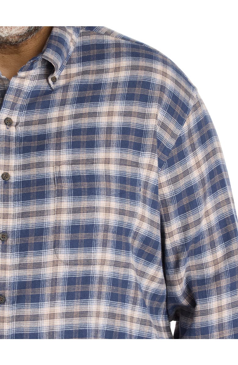 Harbor Bay by DXL Big & Tall Small Plaid Flannel Sport Shirt, Alternate, color, Navy Multi