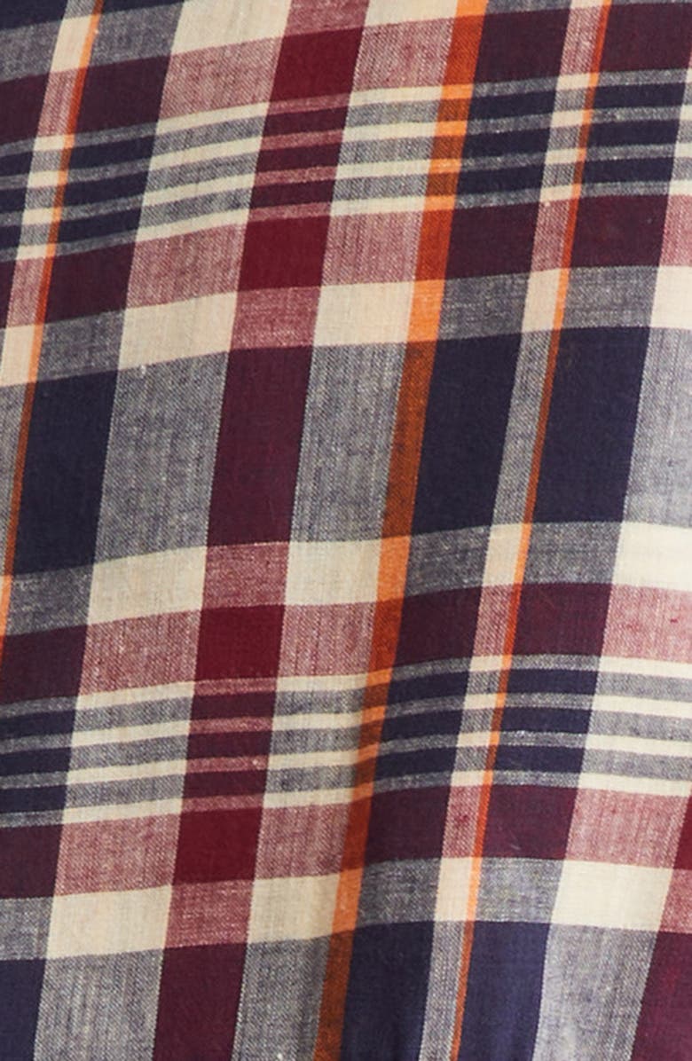 Drake's Madras Plaid Waxed Cotton Blouson Jacket, Alternate, color, 993 Navy/ Rust/ Ecru