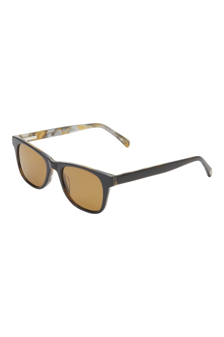 The Director 46mm Small Polarized Square Sunglasses, Alternate, color, BLACK PEARL BACKSIDE/ BROWN