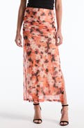 Laundry by Shelli Segal Floral Ruched Midi Mesh Skirt