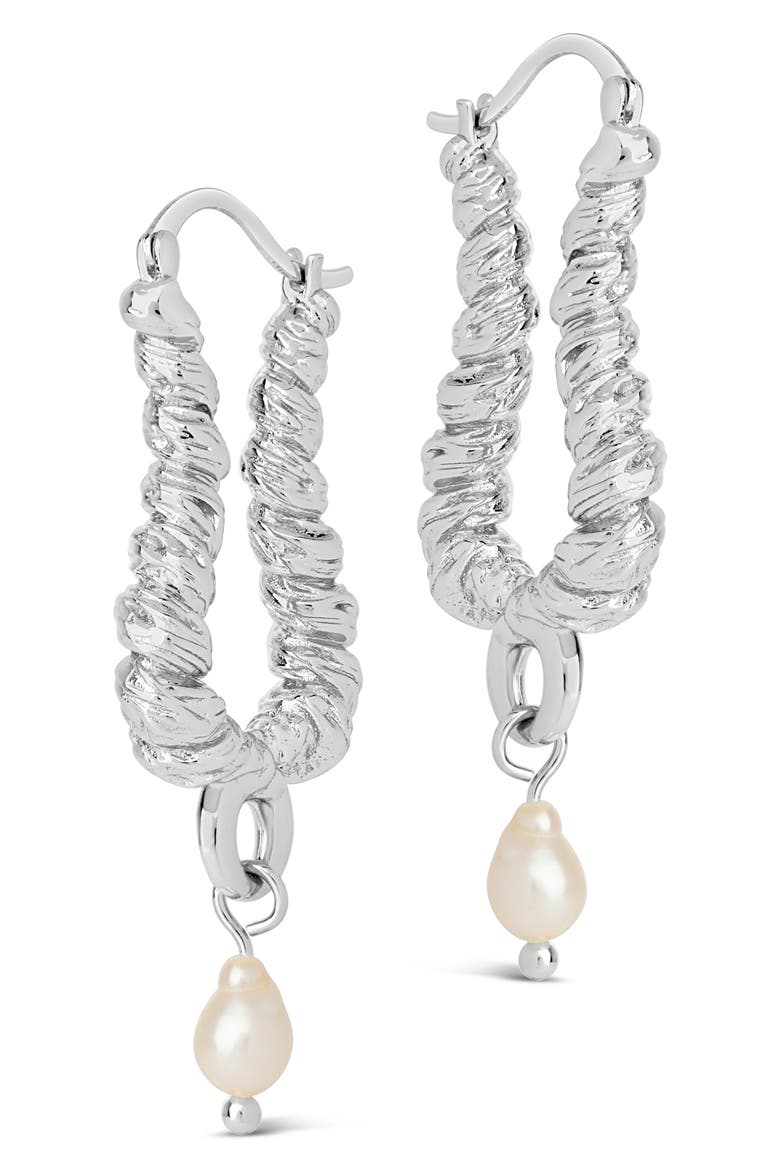 Sylvie Freshwater Pearl Hoop Earrings, Alternate, color, SILVER