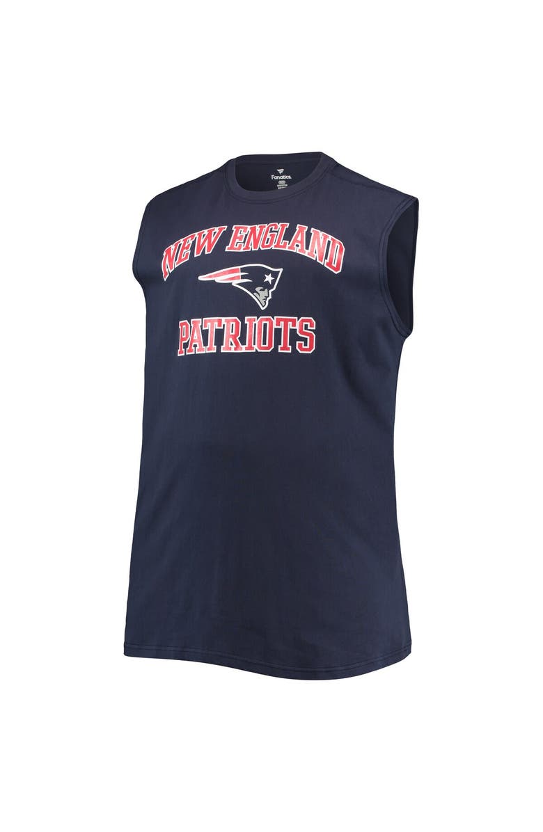 PROFILE Men's Navy New England Patriots Big & Tall Muscle Tank Top, Alternate, color,