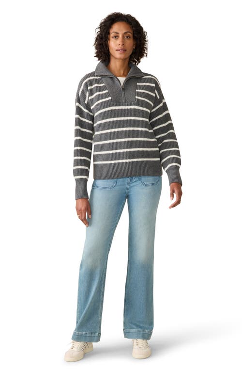 FAHERTY FAHERTY MARINER STRIPE QUARTER ZIP SWEATER