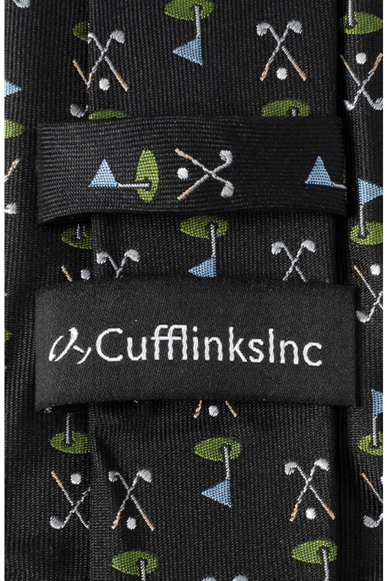 Golf Course Silk Tie, Alternate, color, BLACK