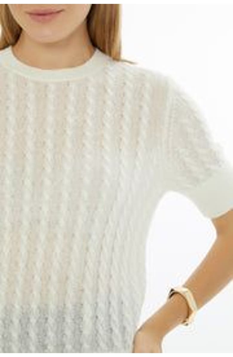 Gizia Crew Neck Short-Sleeve Wool Cashmere Sweater Ecru, Alternate, color, Ecru