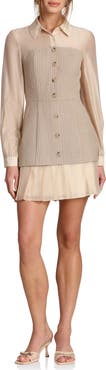 Avec Les Filles Twofer Long Sleeve Minidress