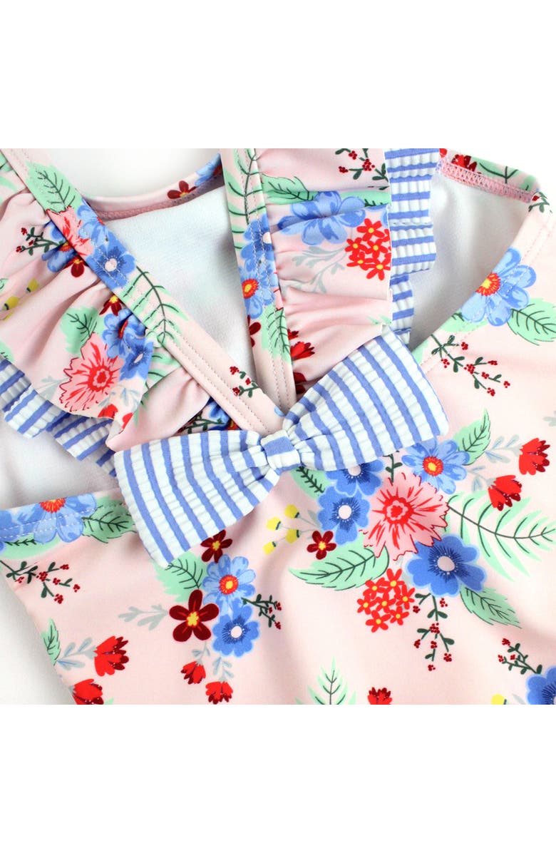 RuffleButts Toddler Girls V-Back One Piece, Alternate, color, Coastal Breeze Floral