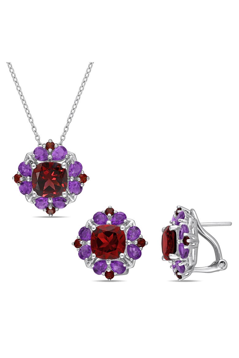 Amethyst & Garnet Necklace & Lever-Back Earrings Set, Main, color, MULTI-COLOR
