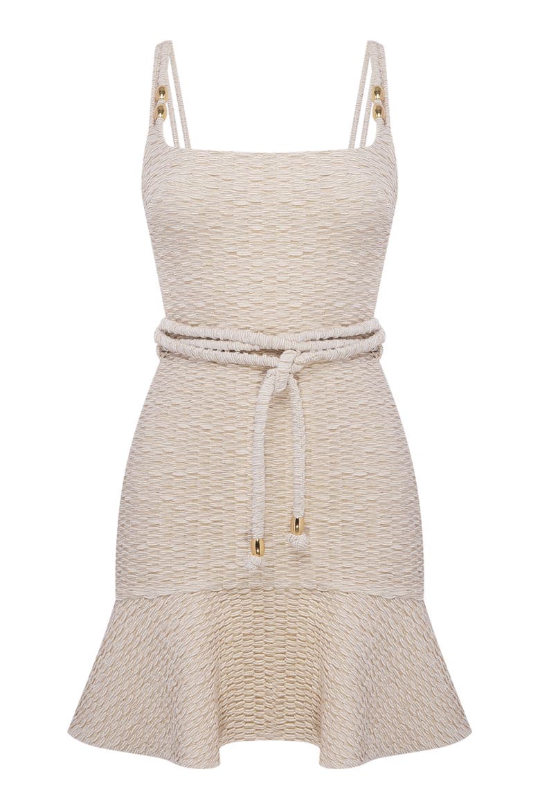 Golden Knit Mini Dress, Alternate, color, OFF WHITE