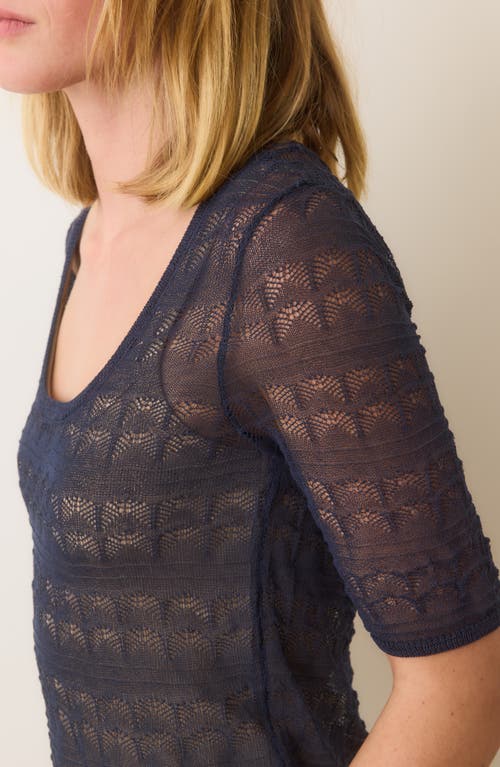 Shop Marine Layer Alana Pointelle Stitch Sweater In Mood Indigo