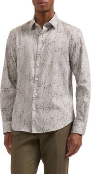 Bugatchi Julian Shaped Fit Abstract Geo Print Stretch Cotton Button-Up Shirt