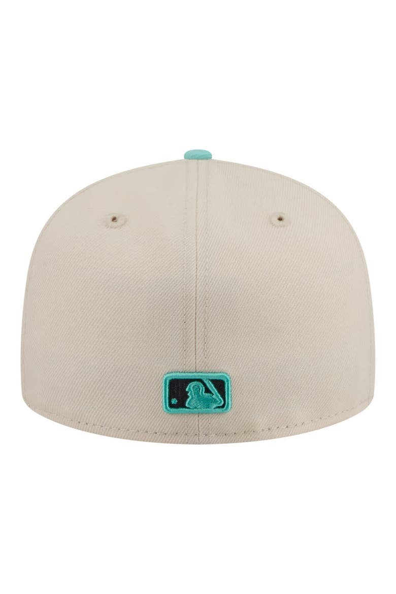 Men's New Era Light Beige/Turquoise Los Angeles Dodgers Two-Tone Color Pack 59FIFTY Fitted Hat, Alternate, color, Light Beige