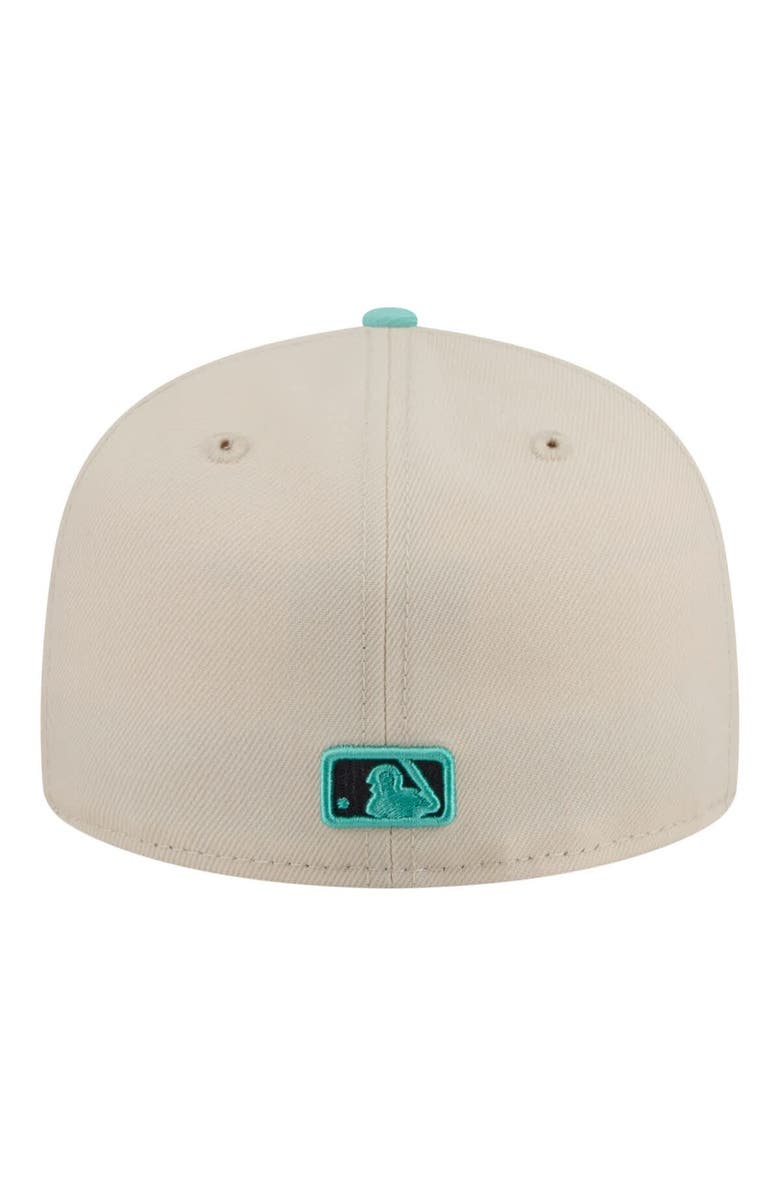 New Era Men's New Era Light Beige/Turquoise Los Angeles Dodgers Two-Tone Color Pack 59FIFTY Fitted Hat, Alternate, color, Light Beige