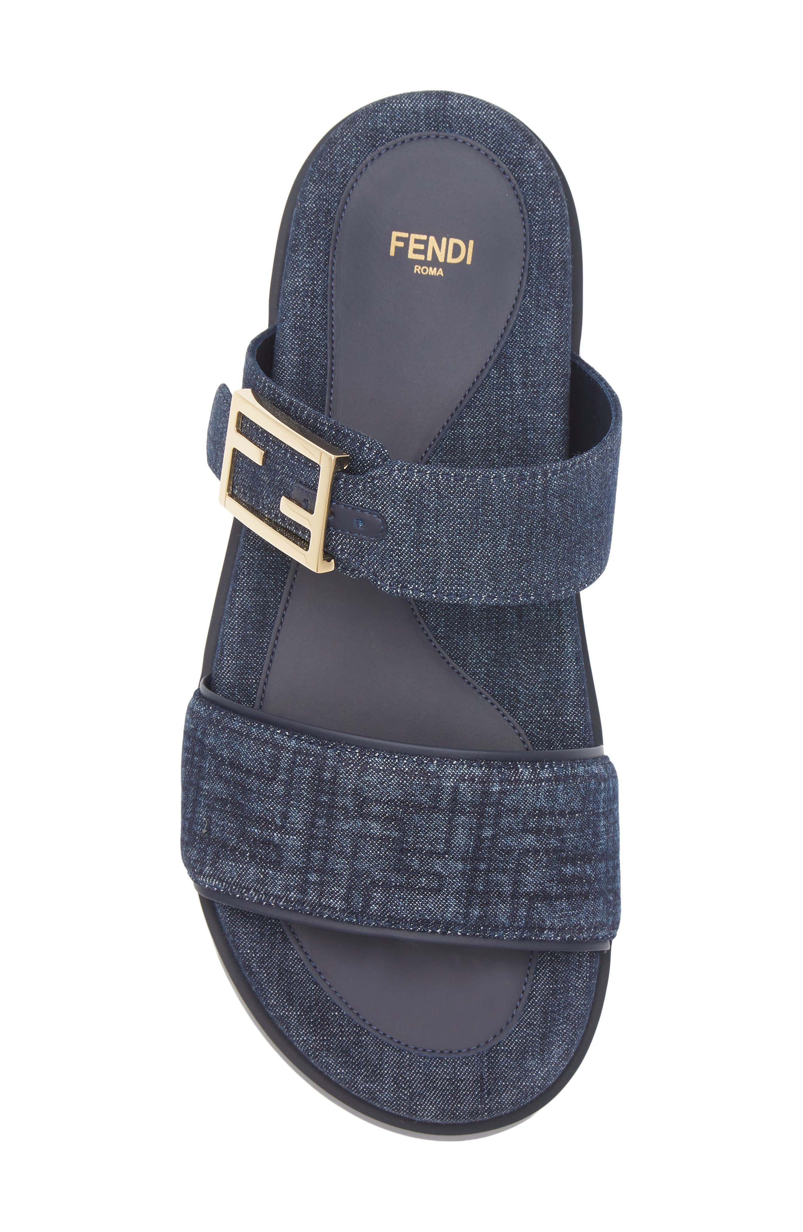 Fendi Feel Footbed Slide Sandal, Alternate, color, Blue