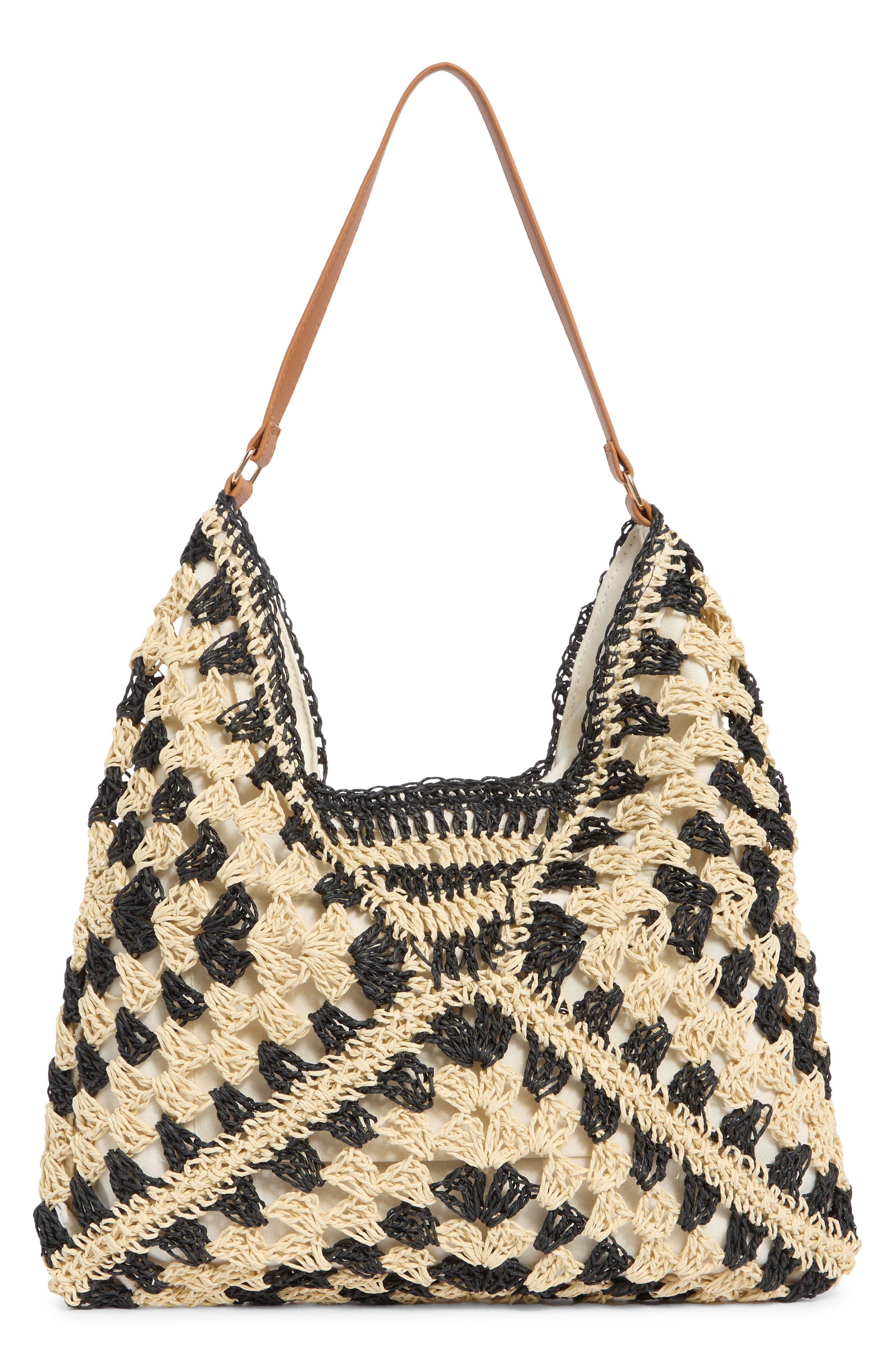 Dolce Vita Bloom Straw Shoulder Bag, Alternate, color, Black/ Natural