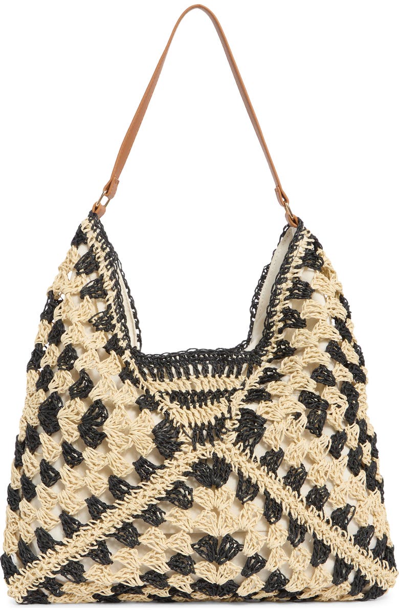 Dolce Vita Bloom Straw Shoulder Bag, Alternate, color, Black/ Natural