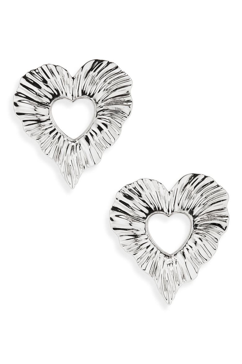 Amour Heart Drop Earrings, Main, color, SILVER