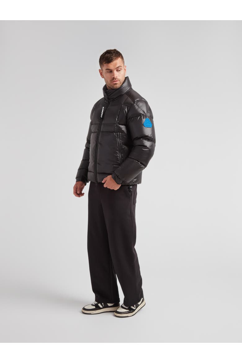 EZ Boxed Funnel Neck Puffer Jacket, Alternate, color, BLACK