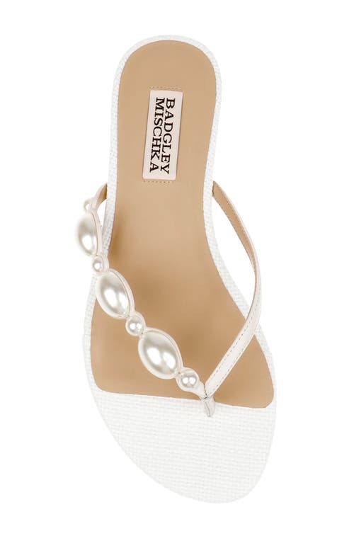 Badgley Mischka Collection Dyana Flip Flop In White Leather