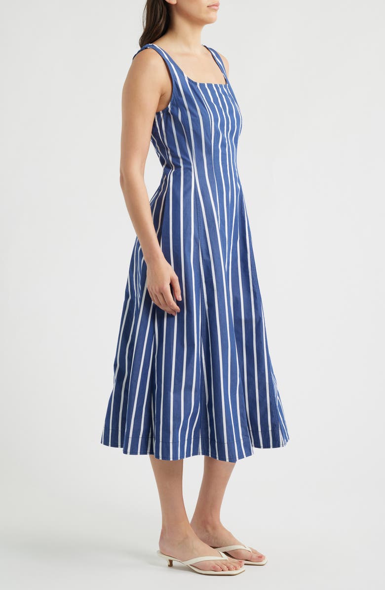 Madewell Rylie Stripe Poplin Midi Dress, Alternate, color, Cool Navy
