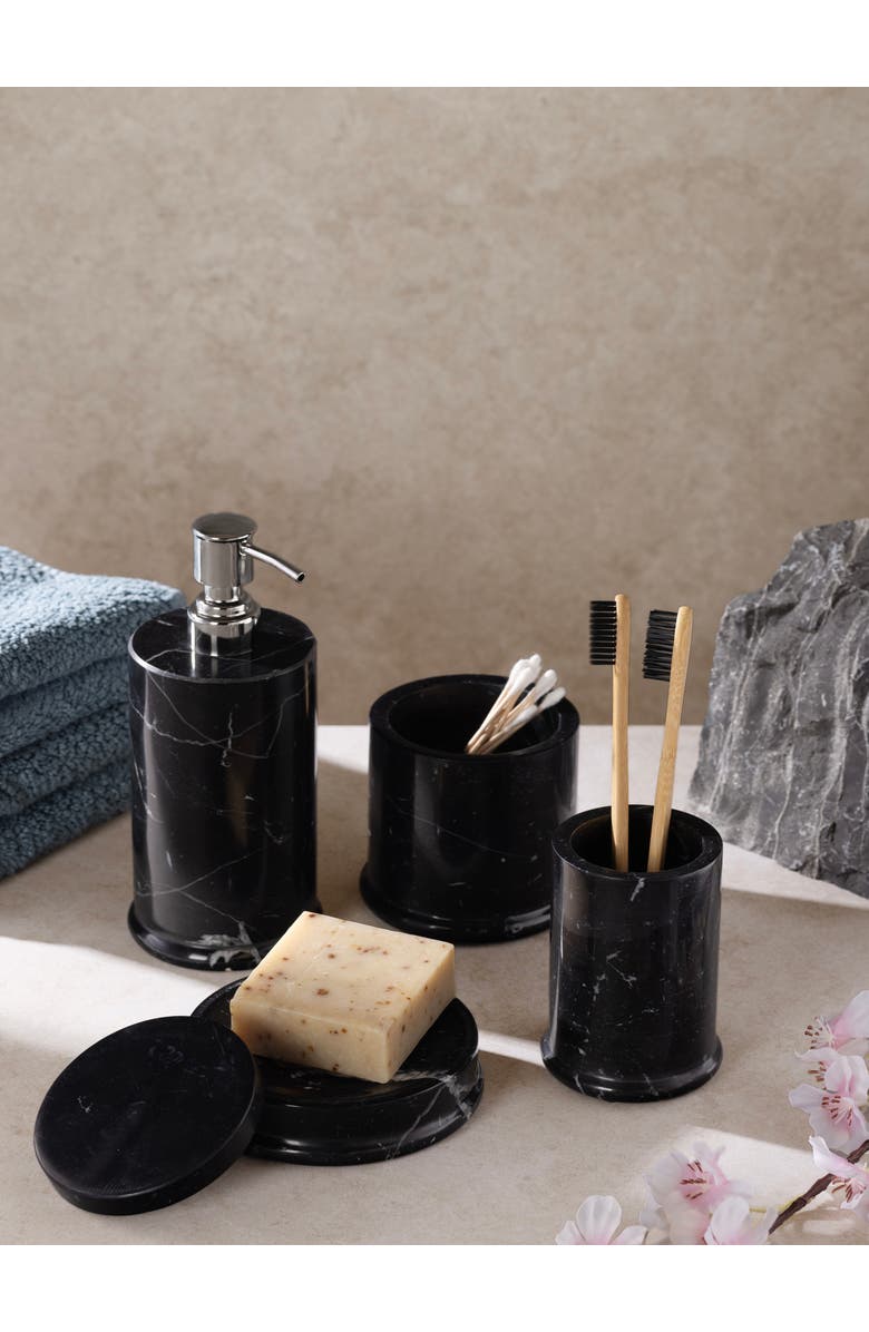GAURI KOHLI Marquina Marble Bath Accessories, Set of 4, Alternate, color, Black