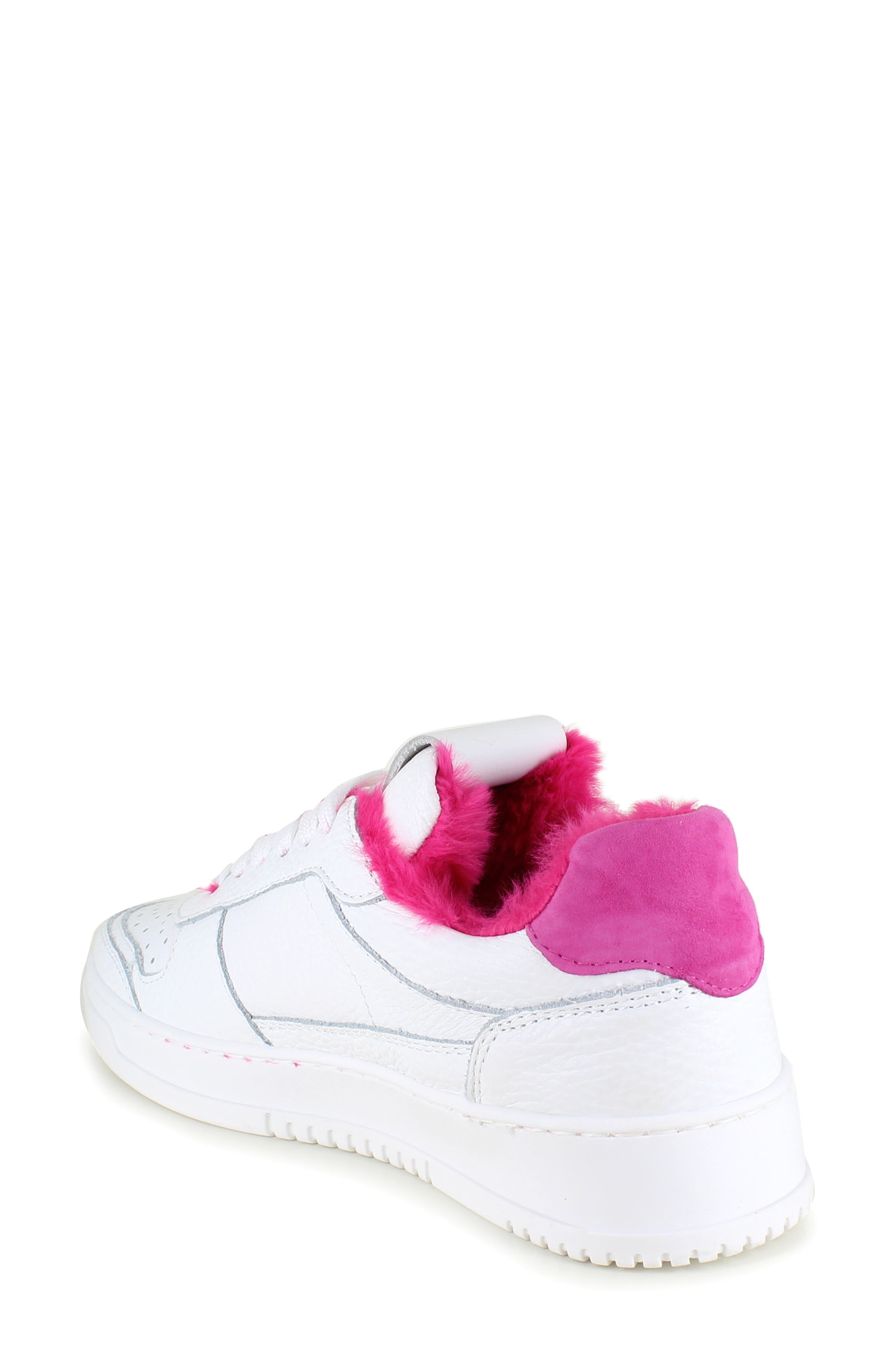 ZIGI Rutila Faux Fur Lined Platform Sneaker, Alternate, color, White Fuchsia