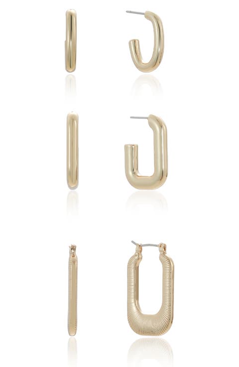 Set of 3 Elongated Huggie Hoop Earrings