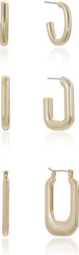 Ettika Set of 3 Elongated Huggie Hoop Earrings