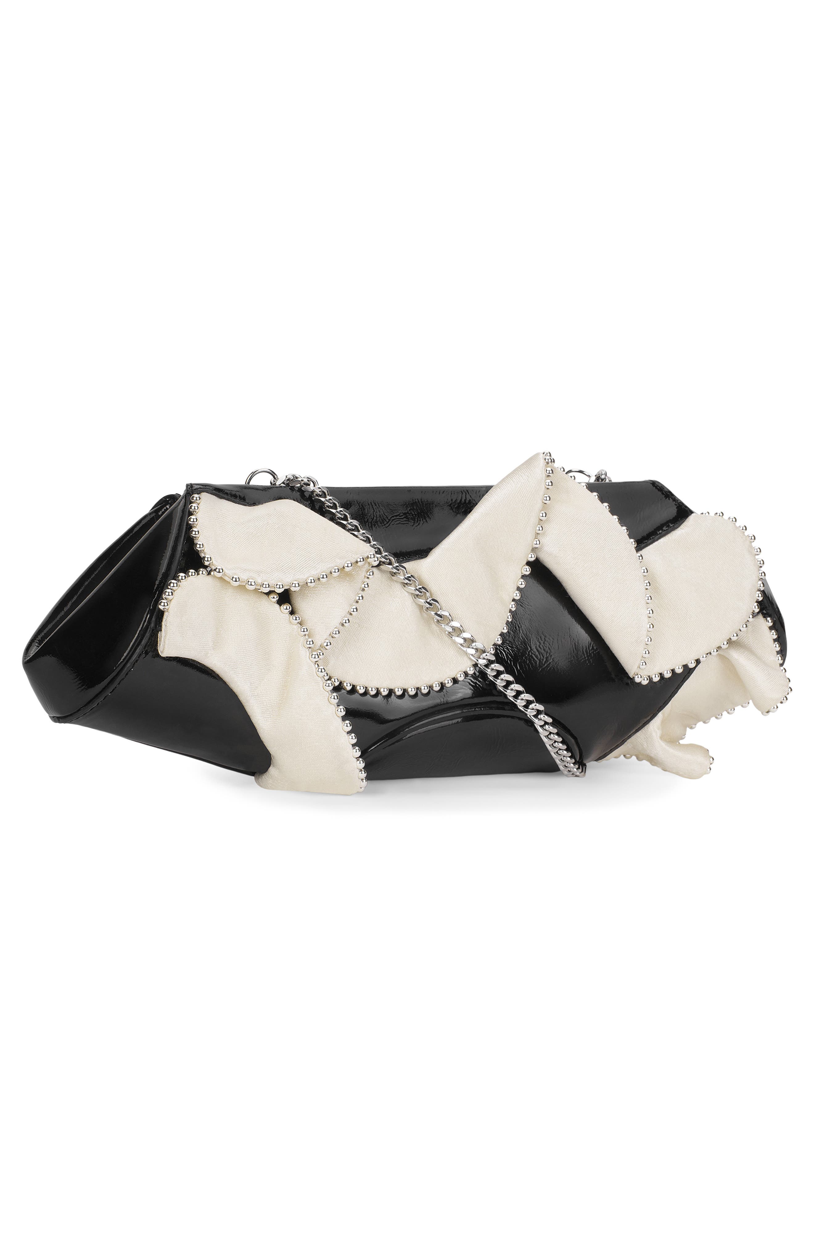 Elizabeth Baguette Mini Leather Clutch, Alternate, color, PUMICE/ BLACK