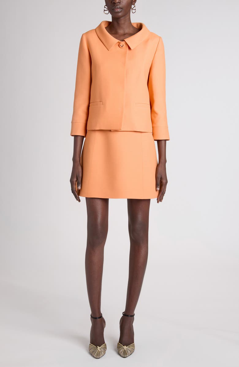 Valentino Garavani Wool & Silk Crepe Couture Jacket, Main, color, Orange
