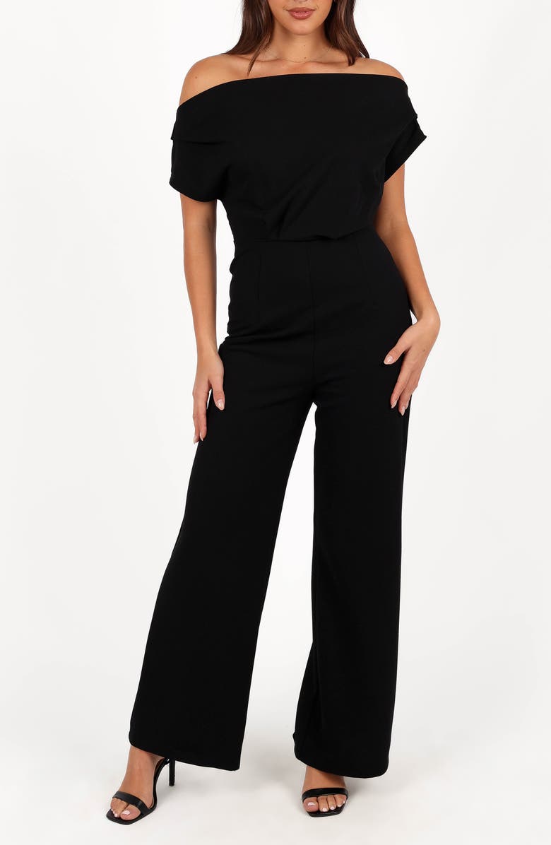 Petal & Pup Erina Off the Shoulder Jumpsuit, Main, color, Black