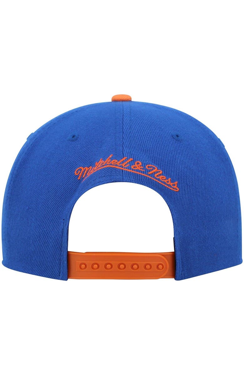 Mitchell & Ness Men's Mitchell & Ness Blue/Orange New York Knicks Hardwood Classics Snapback Hat, Alternate, color,