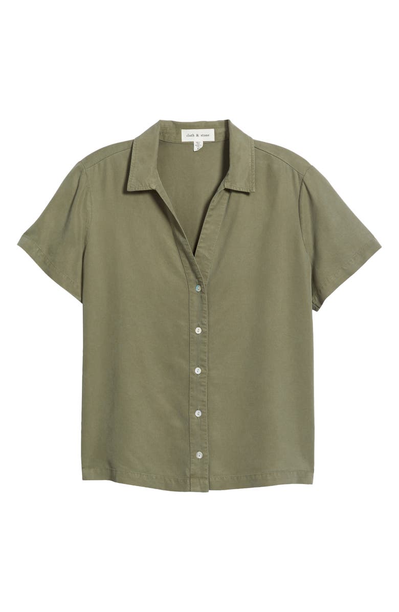 Cloth & Stone Flowy Button-Up Shirt, Alternate, color, Lakeside Pine