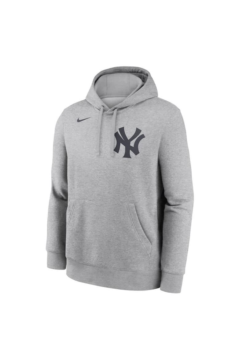 Men's Nike Derek Jeter Heather Gray New York Yankees Player Name & Number Club Fleece Pullover Hoodie, Alternate, color, Heather Gray