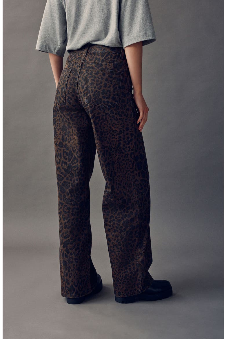 Animal Print High Waist Wide Leg Jeans, Alternate, color, BROWN MULTI
