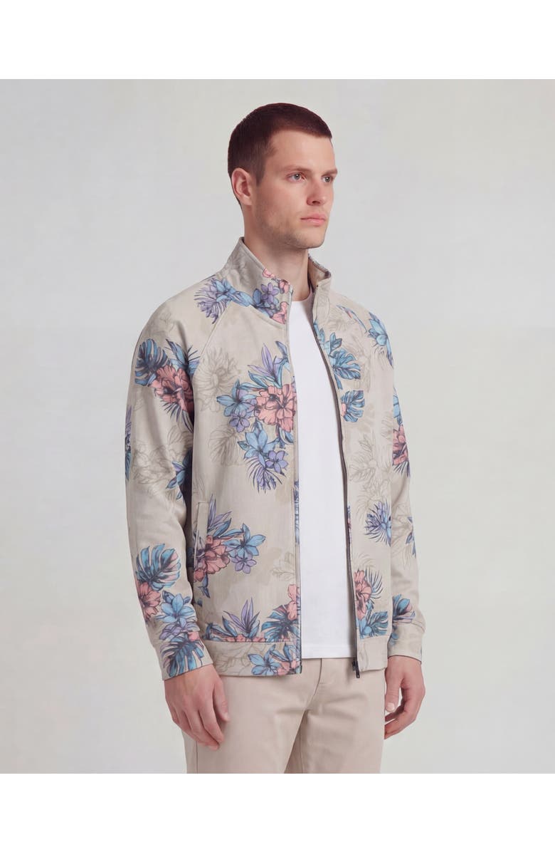 Lords of Harlech Exotic Floral Mens Printed Zip Jacket, Alternate, color, Exotic Floral Neutral