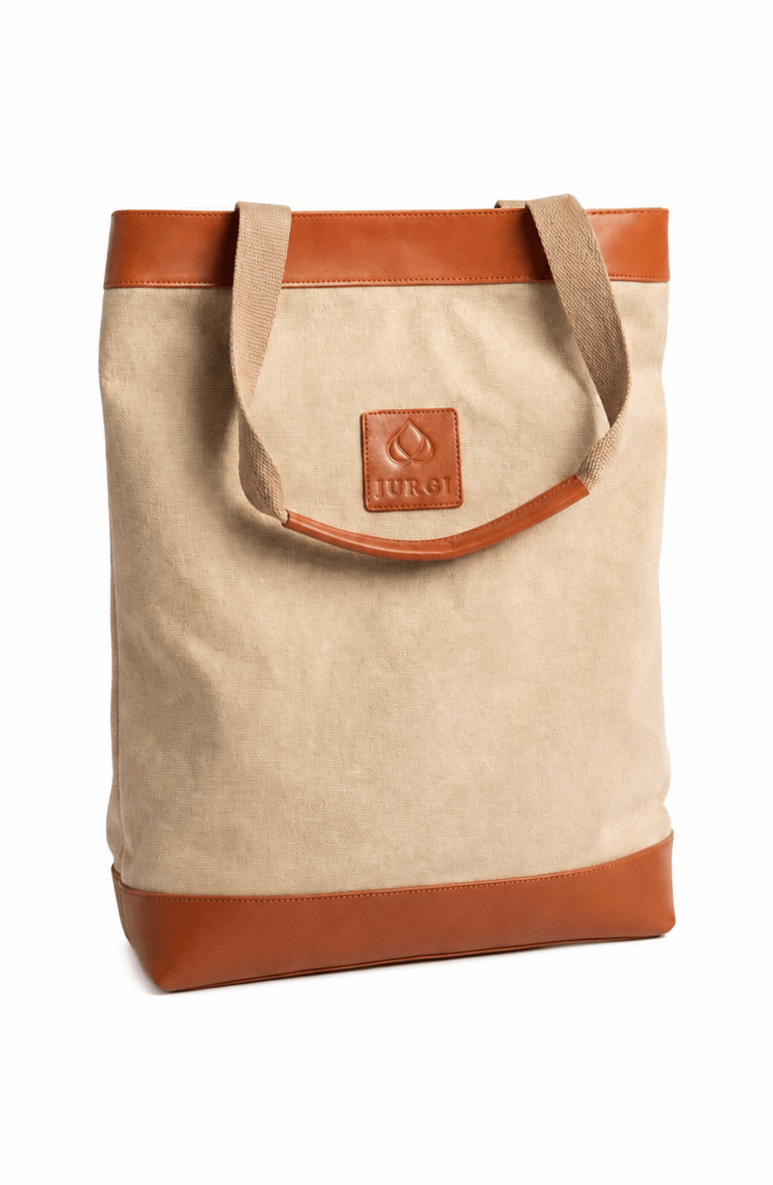JURGI Everything Tote in Canvas and Leather, Main, color, Beige